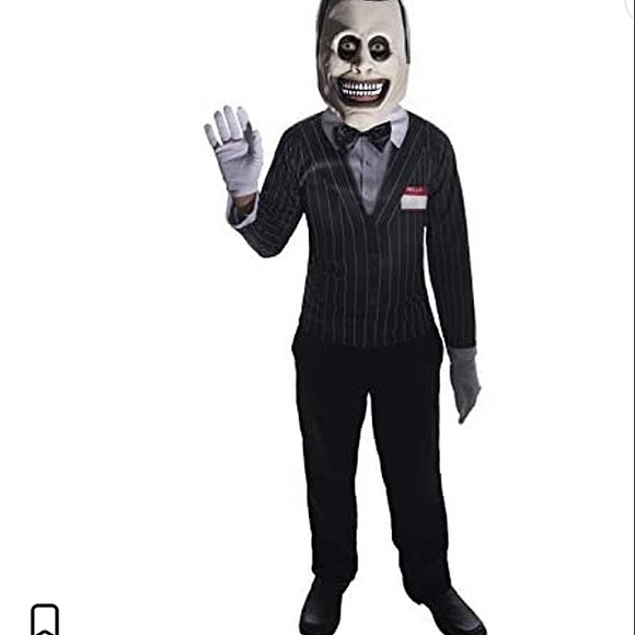 ☆SHIPS ASAP☆NWT Creepy Pasta the Salesman Kid's Halloween Costume Large 12-14 - Picture 2 of 13